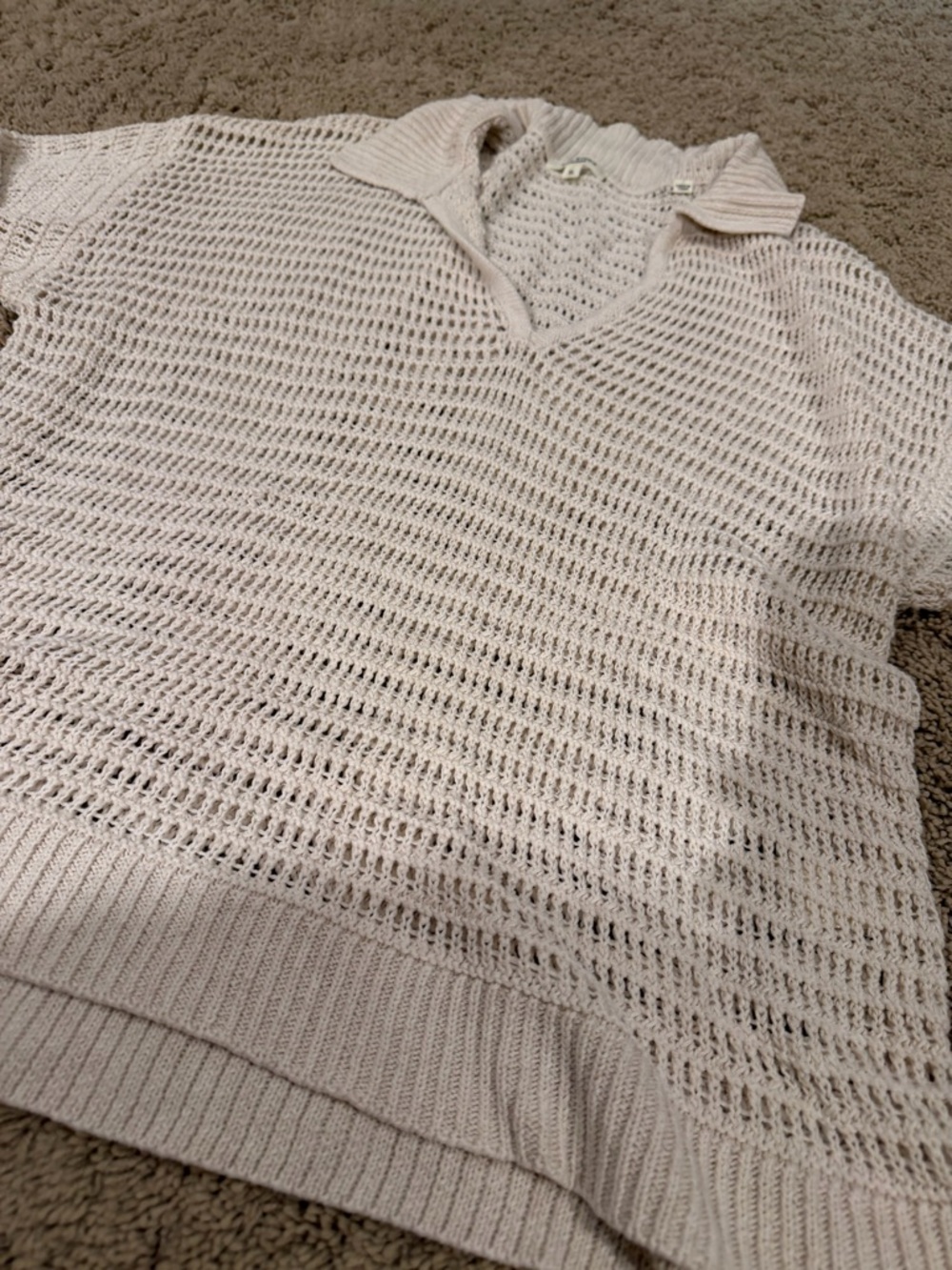 Max Studio Crochet Knit Beige Top